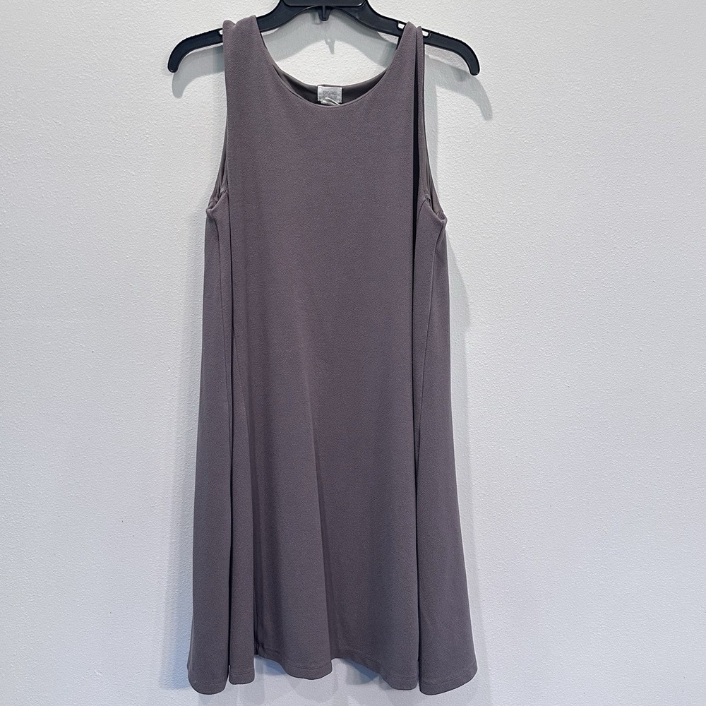 Womens Sigrid Olsen A-Line Tank Dress Knee Length Lined Sleeveless Tan Lagenlook
